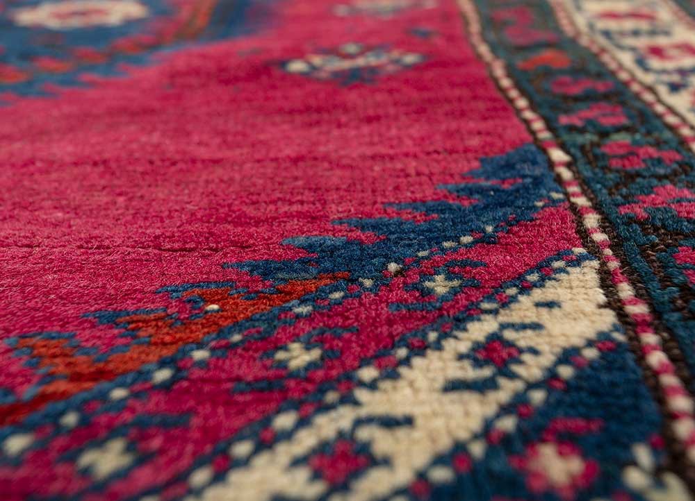 aalam pink and purple wool hand knotted Rug - CloseUp aalam pink and purple wool hand knotted Rug - CloseUp