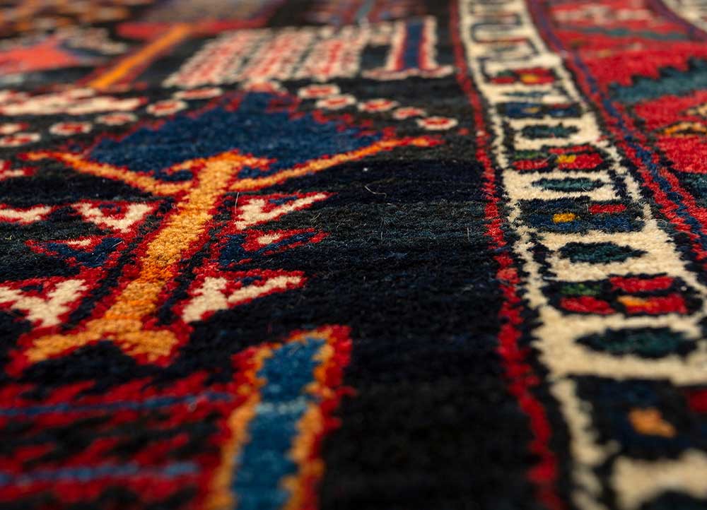 aalam grey and black wool hand knotted Rug - CloseUp