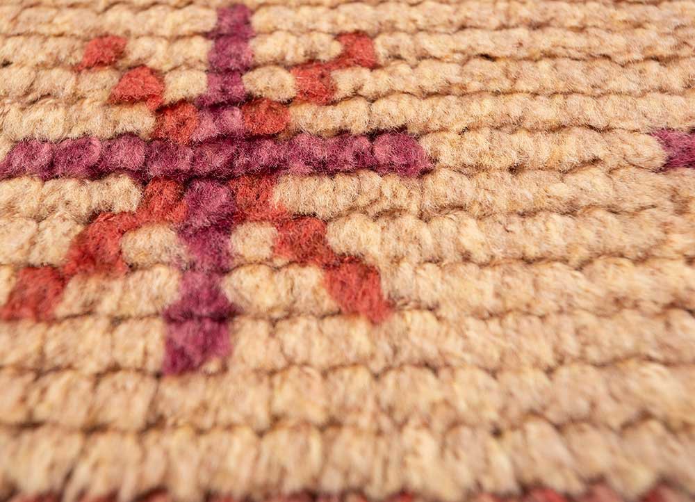 aalam beige and brown wool hand knotted Rug - CloseUp