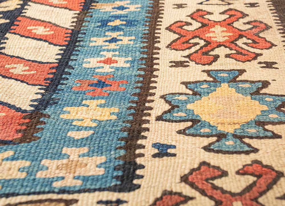 nayaab grey and black wool flat weaves Rug - CloseUp