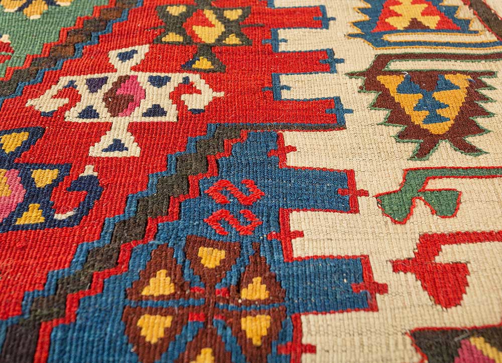 nayaab pink and purple wool flat weaves Rug - CloseUp nayaab pink and purple wool flat weaves Rug - CloseUp