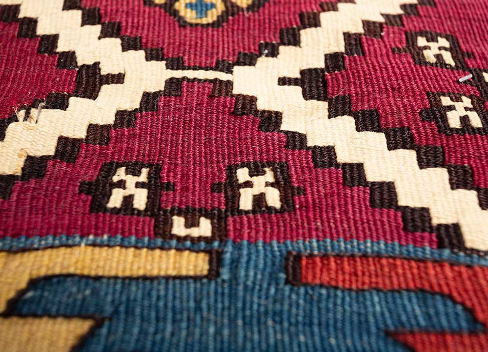 nayaab pink and purple wool flat weaves Rug - CloseUp nayaab pink and purple wool flat weaves Rug - CloseUp