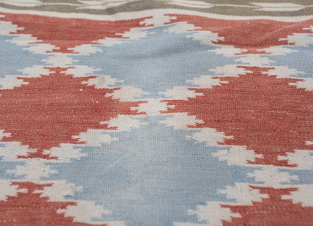 aalam red and orange wool flat weaves Rug - CloseUp aalam red and orange wool flat weaves Rug - CloseUp