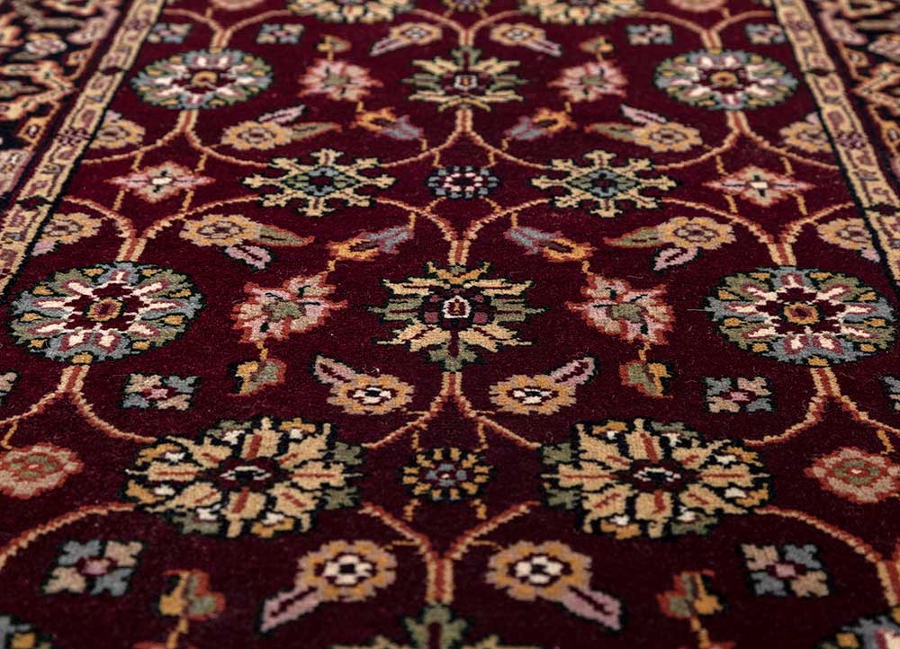 gulnar red and orange wool hand knotted Rug - CloseUp