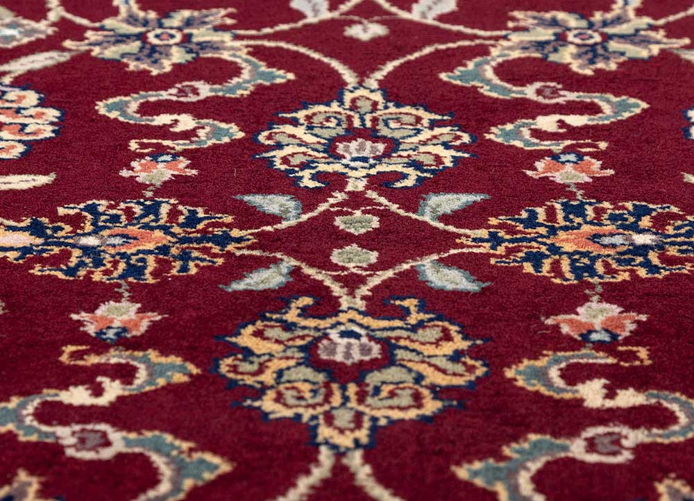 gulnar red and orange wool hand knotted Rug - CloseUp gulnar red and orange wool hand knotted Rug - CloseUp