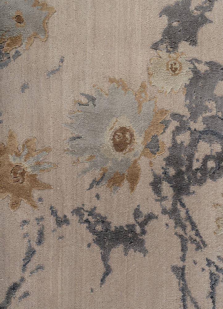 far east ivory wool and silk hand knotted Rug - CloseUp far east ivory wool and silk hand knotted Rug - CloseUp