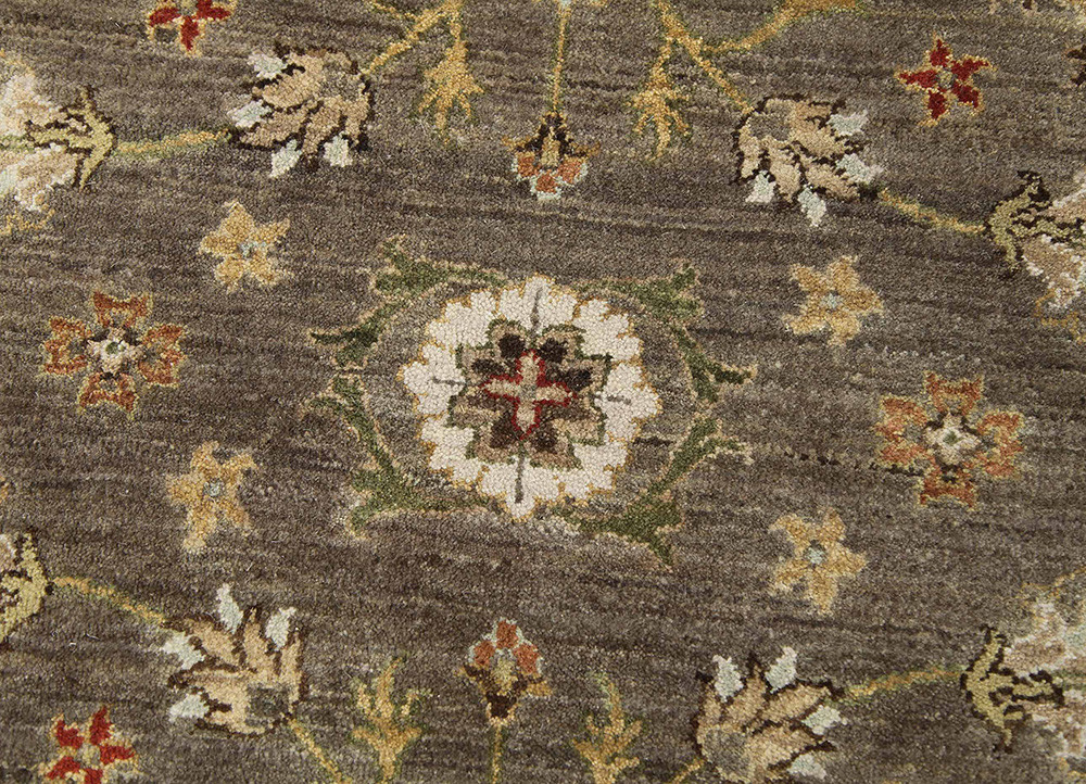 gulnar beige and brown wool hand knotted Rug - CloseUp gulnar beige and brown wool hand knotted Rug - CloseUp