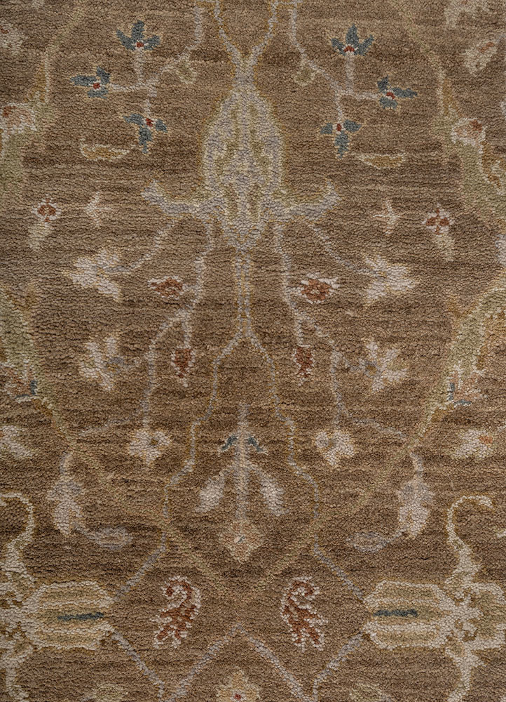 gulnar beige and brown wool hand knotted Rug - CloseUp gulnar beige and brown wool hand knotted Rug - CloseUp