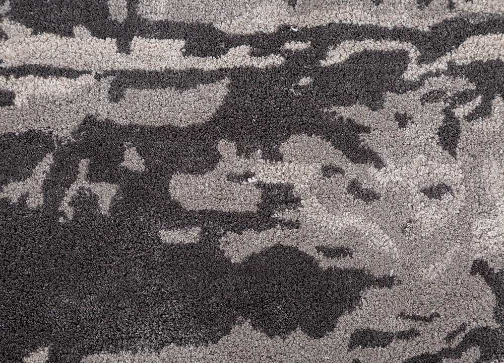 genesis grey and black wool and viscose hand tufted Rug - CloseUp