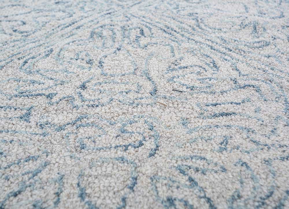 imara blue wool hand tufted Rug - CloseUp