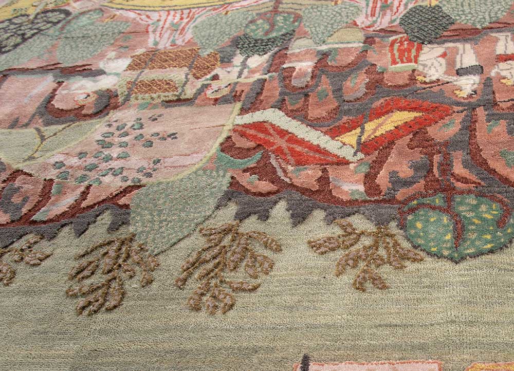 aurora green wool and bamboo silk hand knotted Rug - CloseUp aurora green wool and bamboo silk hand knotted Rug - CloseUp