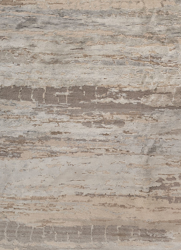 chaos theory by kavi ivory wool and bamboo silk hand knotted Rug - CloseUp