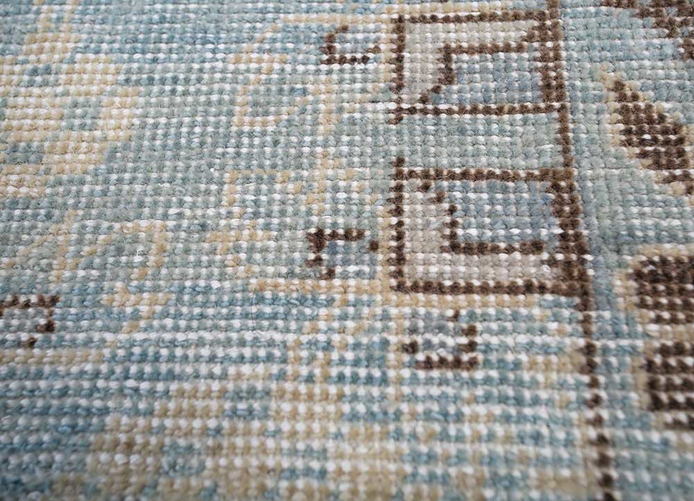 erbe blue wool hand knotted Rug - CloseUp