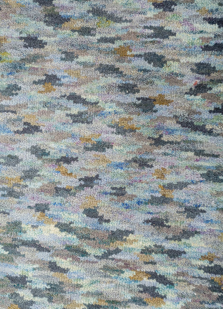 kavi x manchaha blue wool hand knotted Rug - CloseUp