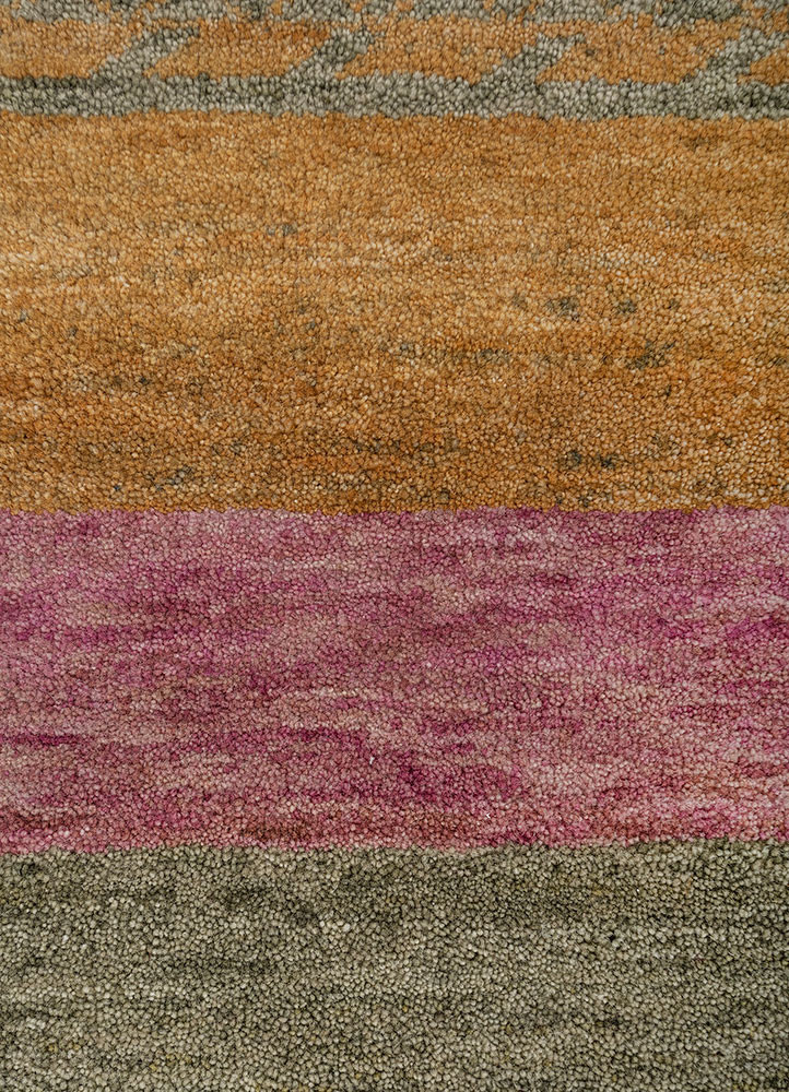 kavi x manchaha green wool hand knotted Rug - CloseUp