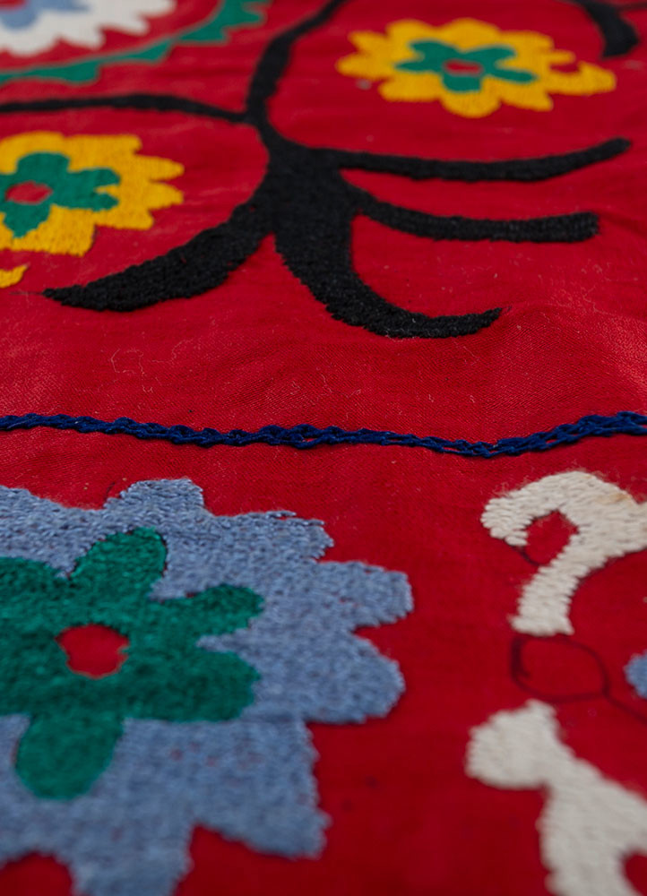 jean red and orange cotton hand loom Home Textile - CloseUp