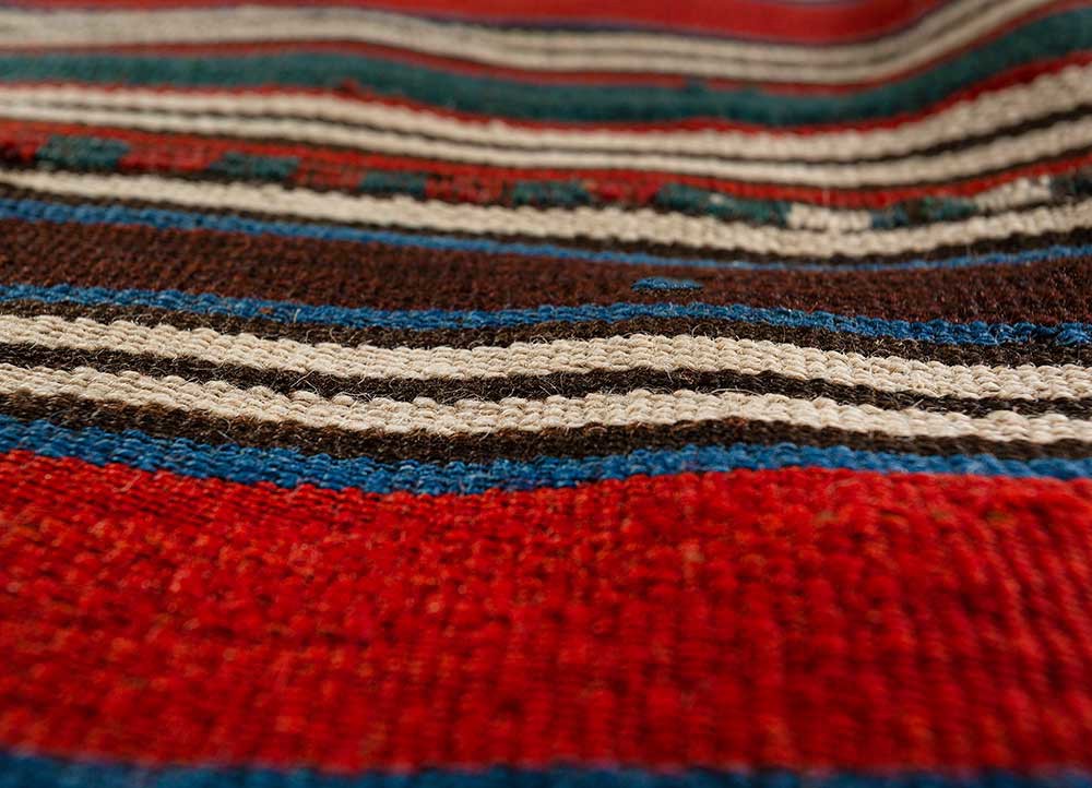 nayaab red and orange wool flat weaves Rug - CloseUp nayaab red and orange wool flat weaves Rug - CloseUp