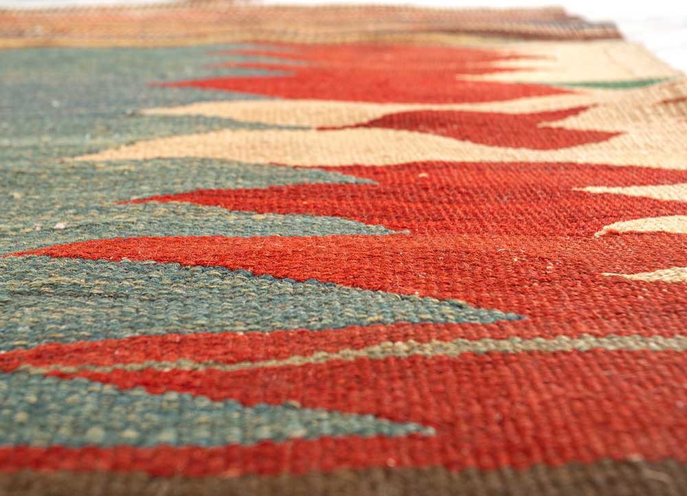 nayaab red and orange wool flat weaves Rug - CloseUp nayaab red and orange wool flat weaves Rug - CloseUp