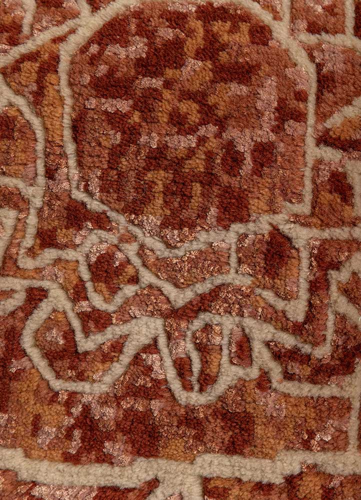 cushion red and orange wool & bamboo silk  Home Textile - CloseUp