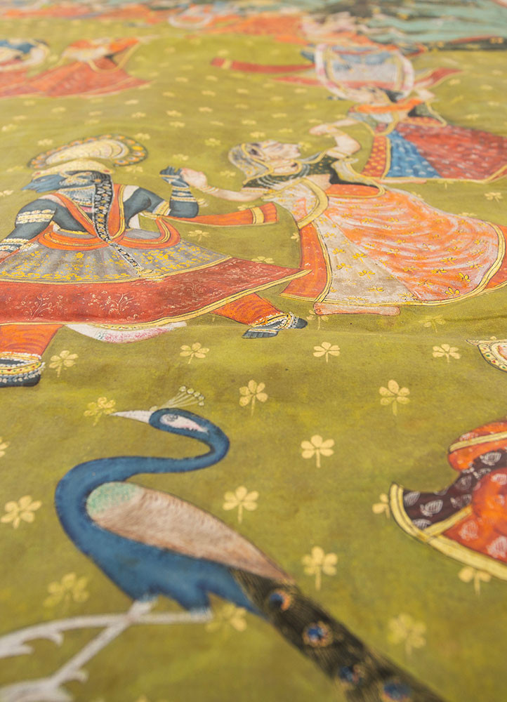 pichwai green cotton cloth art work WALL ART & TAPESTRY - CloseUp pichwai green cotton cloth art work WALL ART & TAPESTRY - CloseUp