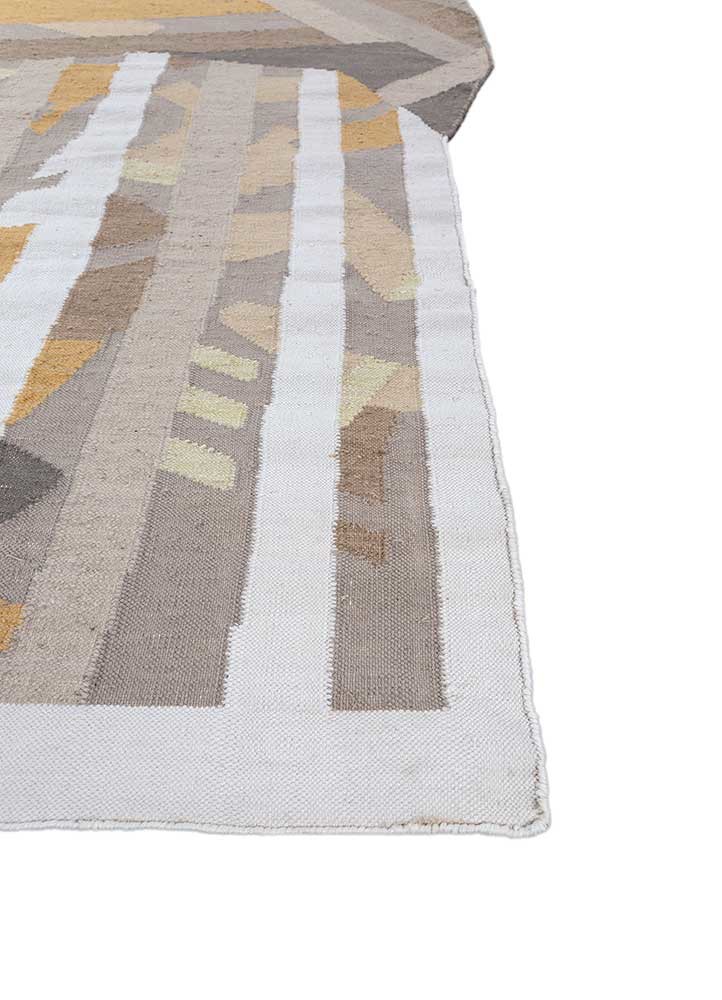 checkers ivory wool flat weaves Rug - Corner checkers ivory wool flat weaves Rug - Corner