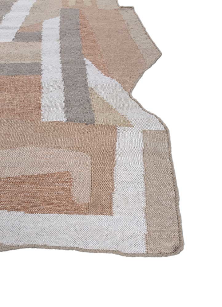 checkers ivory wool flat weaves Rug - Corner checkers ivory wool flat weaves Rug - Corner