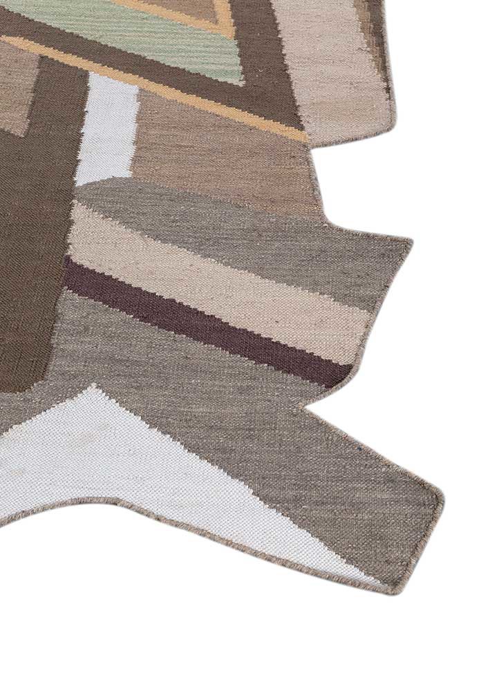 checkers ivory wool flat weaves Rug - Corner