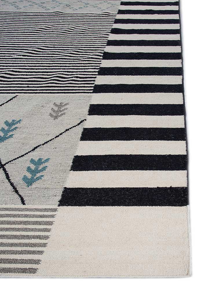 bedouin grey and black wool and viscose flat weaves Rug - Corner