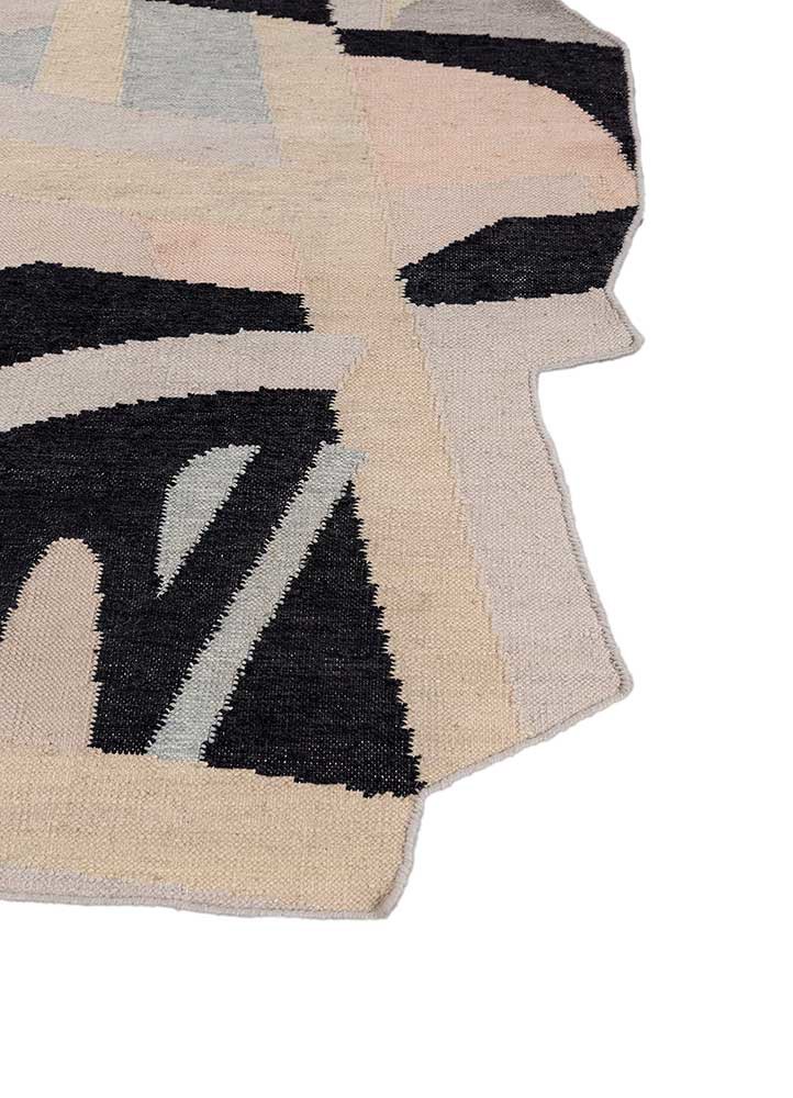 checkers ivory wool and viscose flat weaves Rug - Corner