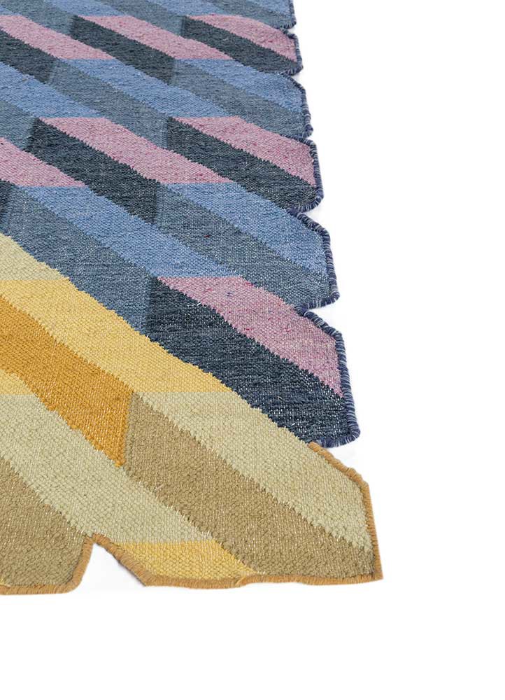 checkers red and orange wool and viscose flat weaves Rug - Corner