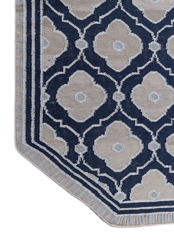 bedouin blue wool flat weaves Rug - Corner bedouin blue wool flat weaves Rug - Corner
