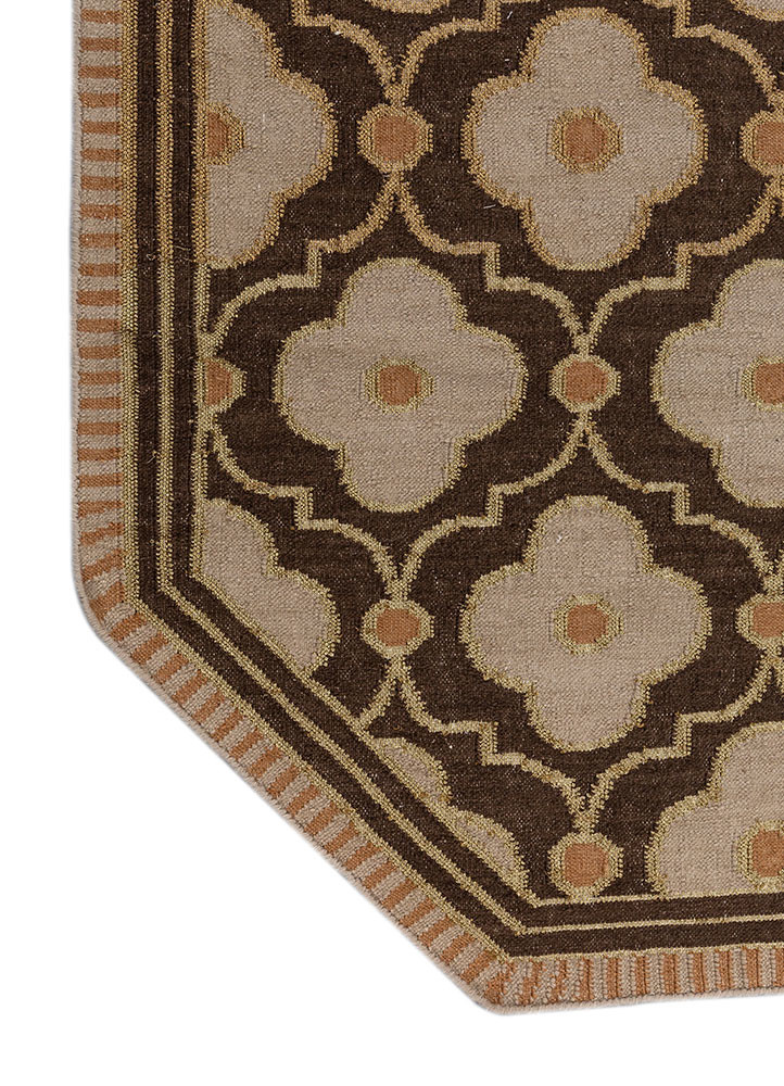 bedouin beige and brown wool flat weaves Rug - Corner bedouin beige and brown wool flat weaves Rug - Corner