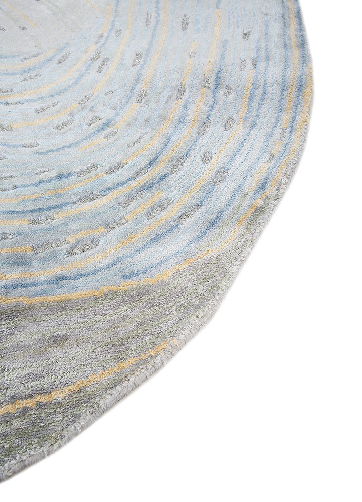 azalea blue bamboo silk and zari hand knotted Rug - Corner