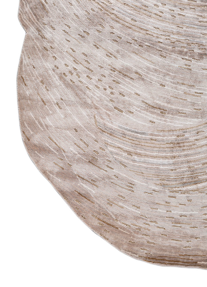 azalea beige and brown bamboo silk and zari hand knotted Rug - Corner