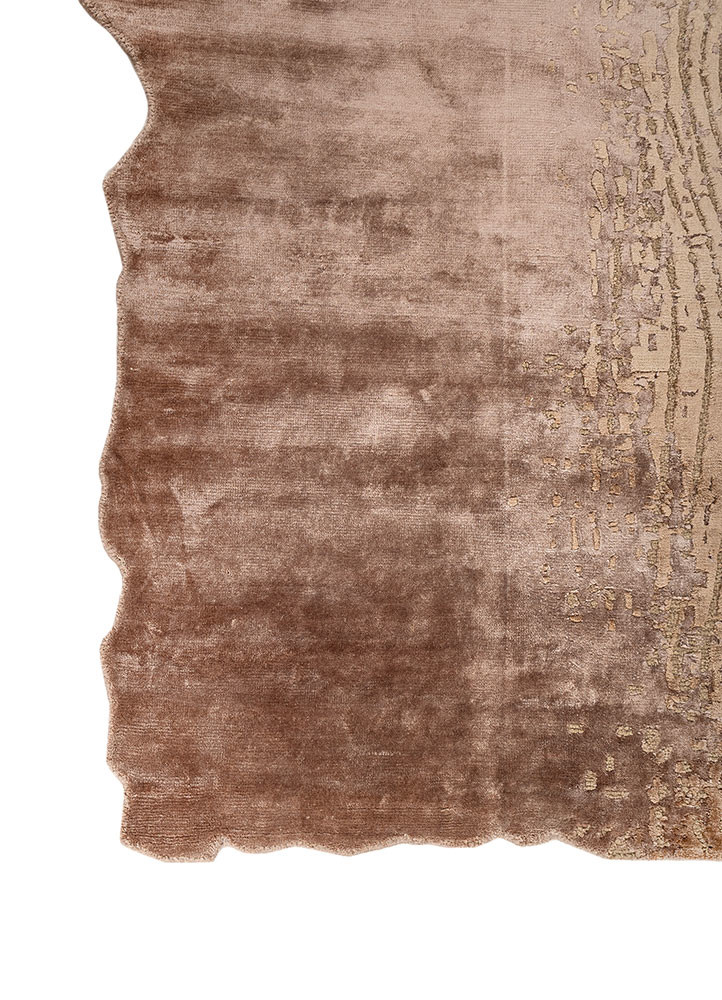 edge and essence beige and brown wool and bamboo silk hand knotted Rug - Corner edge and essence beige and brown wool and bamboo silk hand knotted Rug - Corner