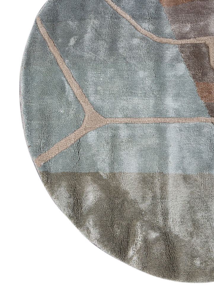 azalea beige and brown wool and bamboo silk hand knotted Rug - Corner