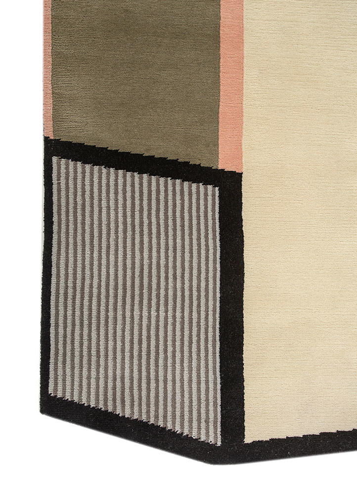 box ivory wool hand knotted Rug - Corner box ivory wool hand knotted Rug - Corner