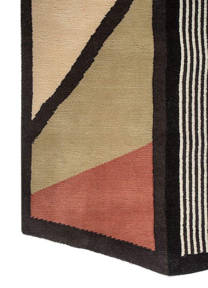 box ivory wool hand knotted Rug - Corner