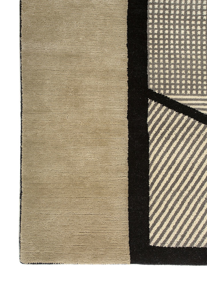 box grey and black wool hand knotted Rug - Corner box grey and black wool hand knotted Rug - Corner