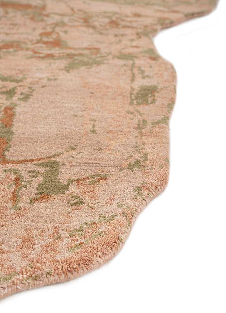 clan red and orange wool and bamboo silk hand knotted Rug - Corner