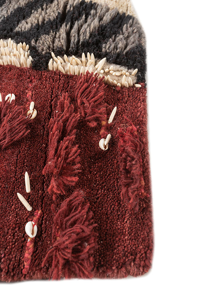 aprezo ivory wool hand knotted Rug - Corner