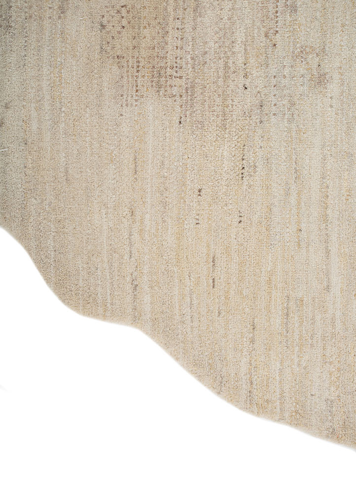 afterglow by kavi ivory wool hand knotted Rug - Corner