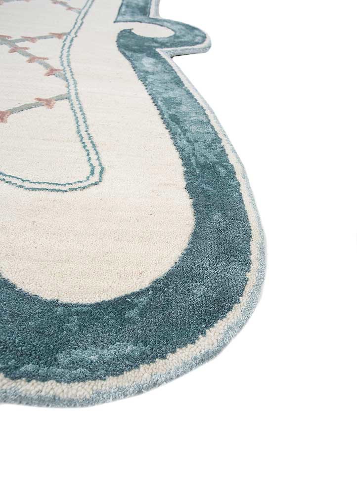 jardins du monde ivory wool and bamboo silk hand knotted Rug - Corner