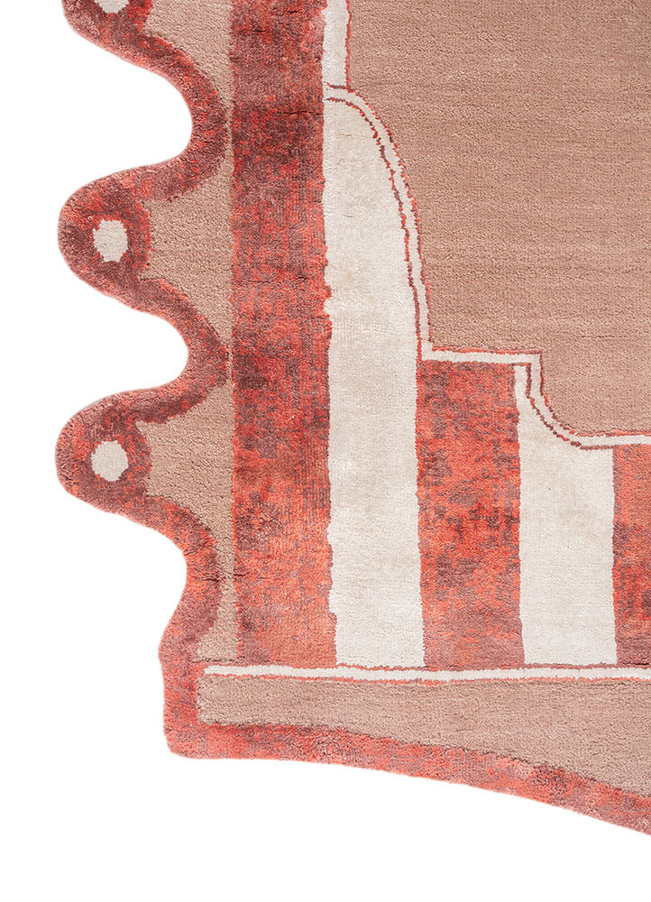 jardins du monde pink and purple wool and bamboo silk hand knotted Rug - Corner