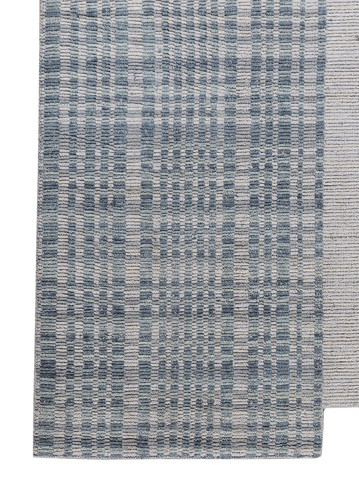 contour blue wool hand loom Rug - Corner contour blue wool hand loom Rug - Corner