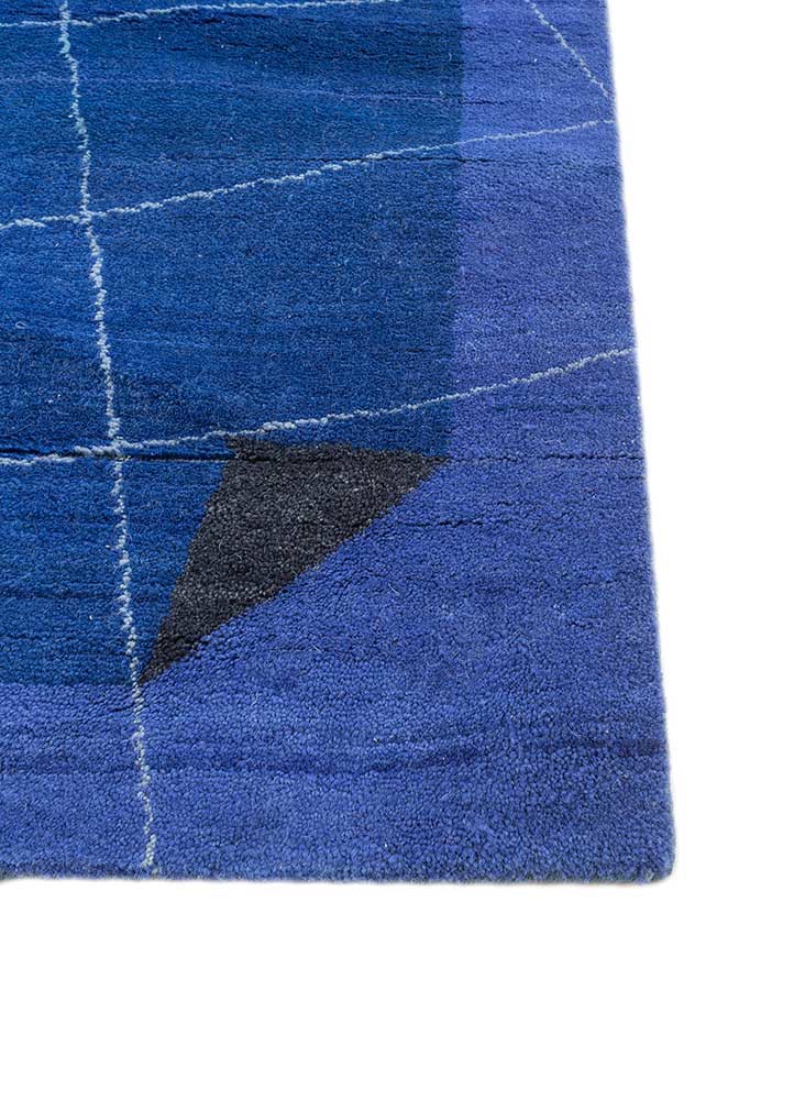 brahmaand blue wool hand knotted Rug - Corner