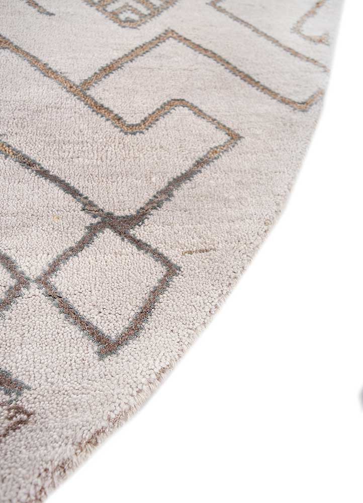 manchaha ivory wool and bamboo silk hand knotted Rug - Corner