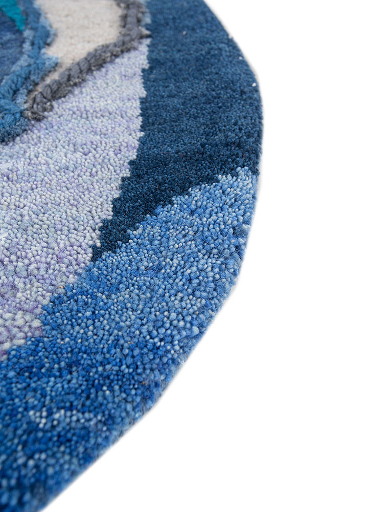 aprezo blue wool and bamboo silk hand knotted Rug - Corner aprezo blue wool and bamboo silk hand knotted Rug - Corner