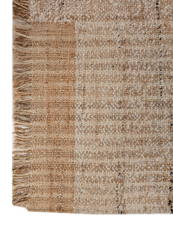 daaira beige and brown wool flat weaves Rug - Corner