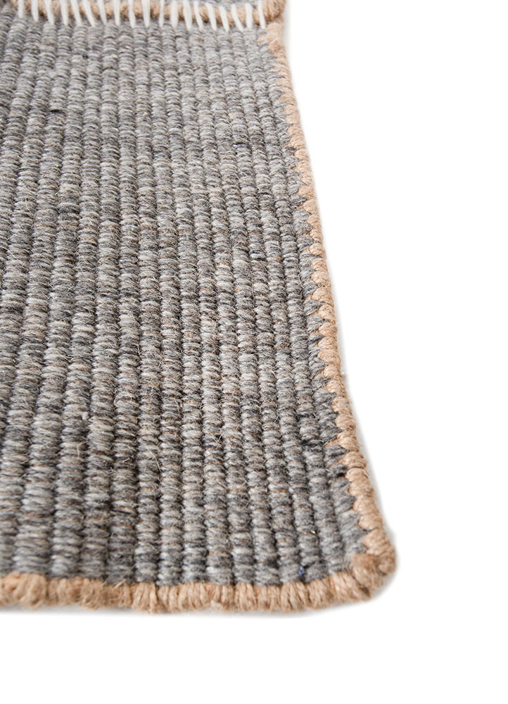 façade grey and black wool flat weaves Rug - Corner